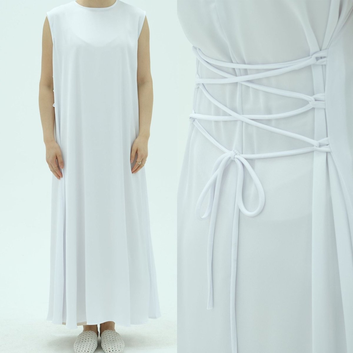 Corset-Back Lace-Up Sleeveless Maxi Dress(MS472)
