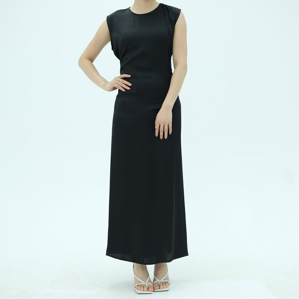 Corset-Back Lace-Up Sleeveless Maxi Dress(MS472)