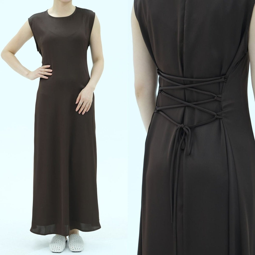 Corset-Back Lace-Up Sleeveless Maxi Dress(MS472)