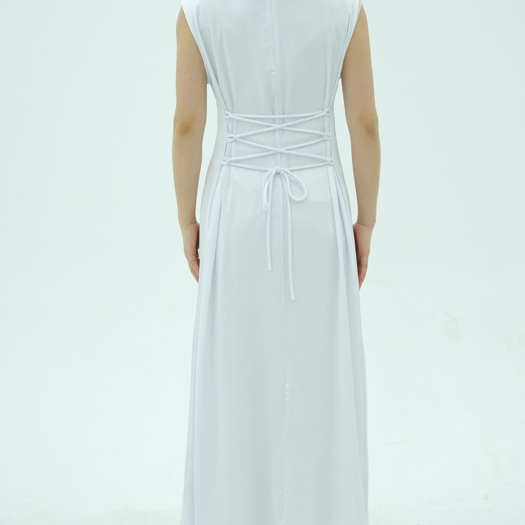 Corset-Back Lace-Up Sleeveless Maxi Dress(MS472)