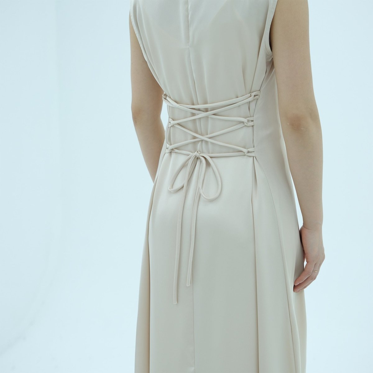 Corset-Back Lace-Up Sleeveless Maxi Dress(MS472)