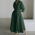 Polo Collar Long Sleeve Maxi Dress(MS116)