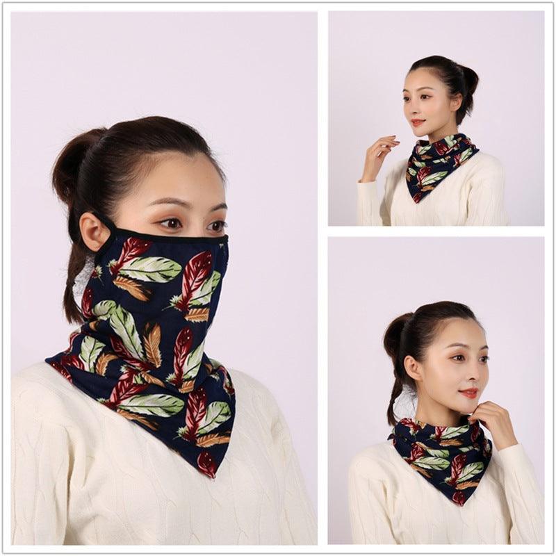 Cotton Women Mask Scarf Face Mascarillas Wraps Floral Print Lady Warm Neck Scarves Foulard Bandana Reusable Outdoor Riding Masks Scarf Neck Gaiter Headwear Headband Head Wrap Scarf Mask Neck Ear Warmers Headbands Perfect Bandana