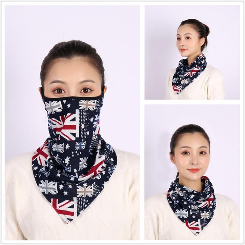 Cotton Women Mask Scarf Face Mascarillas Wraps Floral Print Lady Warm Neck Scarves Foulard Bandana Reusable Outdoor Riding Masks Scarf Neck Gaiter Headwear Headband Head Wrap Scarf Mask Neck Ear Warmers Headbands Perfect Bandana