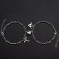 Couples Heart Shaped Magnet Attraction Bracelet Stainless Steel Angel Wing Lock Chain Heart Shape Magnet Charm Matching Magnetic Link Chain Bracelet For Women Men Gift For Valentines Day