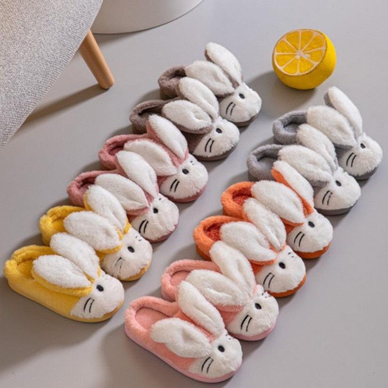 Cartoon Bunny Home Warm Children's Slippers Home Slippers Warm Cute Womans Mens Slipper Winter Shoes New Fashion Casual Fur Plush Slides Winter Slippers For Women House Slippers Fluffy Soft Comfy Fuzzy Slippers Faux Fur Plush Anti-Skid Slippers