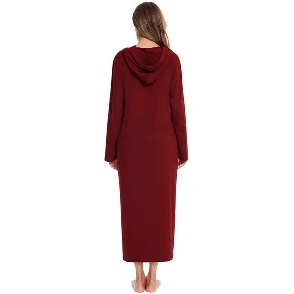 Cozy Longline Zip-Up Cardigan with Pockets | Home Wear Comfort(MS110)