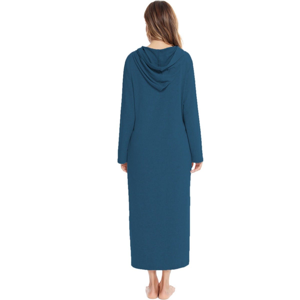 Cozy Longline Zip-Up Cardigan with Pockets | Home Wear Comfort(MS110)