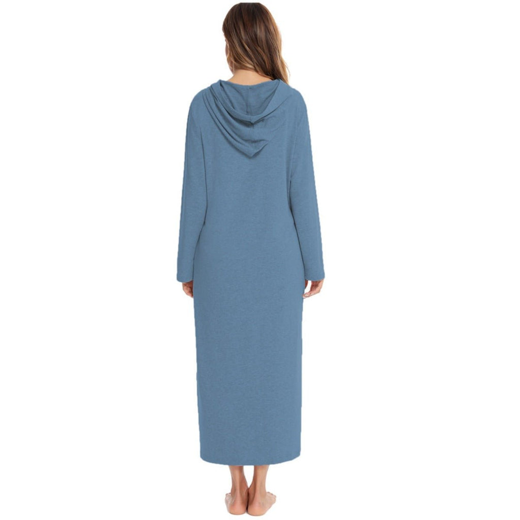 Cozy Longline Zip-Up Cardigan with Pockets | Home Wear Comfort(MS110)