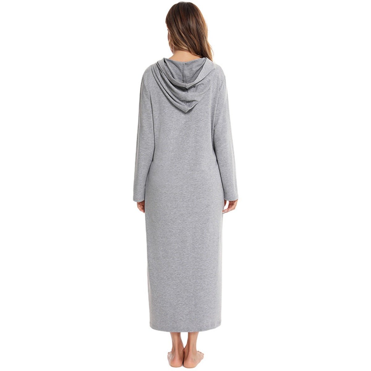 Cozy Longline Zip-Up Cardigan with Pockets | Home Wear Comfort(MS110)