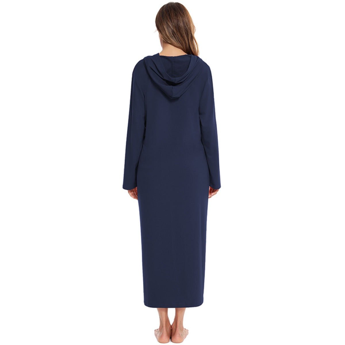 Cozy Longline Zip-Up Cardigan with Pockets | Home Wear Comfort(MS110)