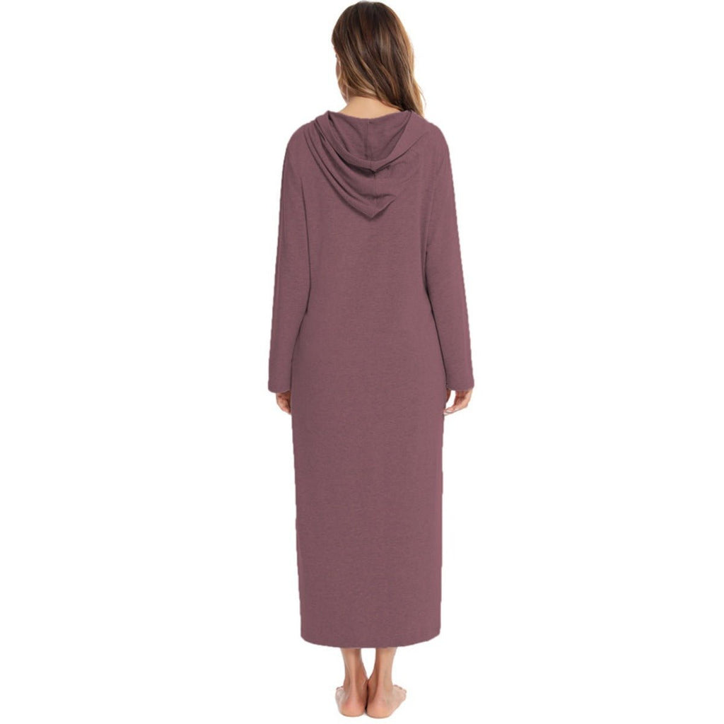 Cozy Longline Zip-Up Cardigan with Pockets | Home Wear Comfort(MS110)