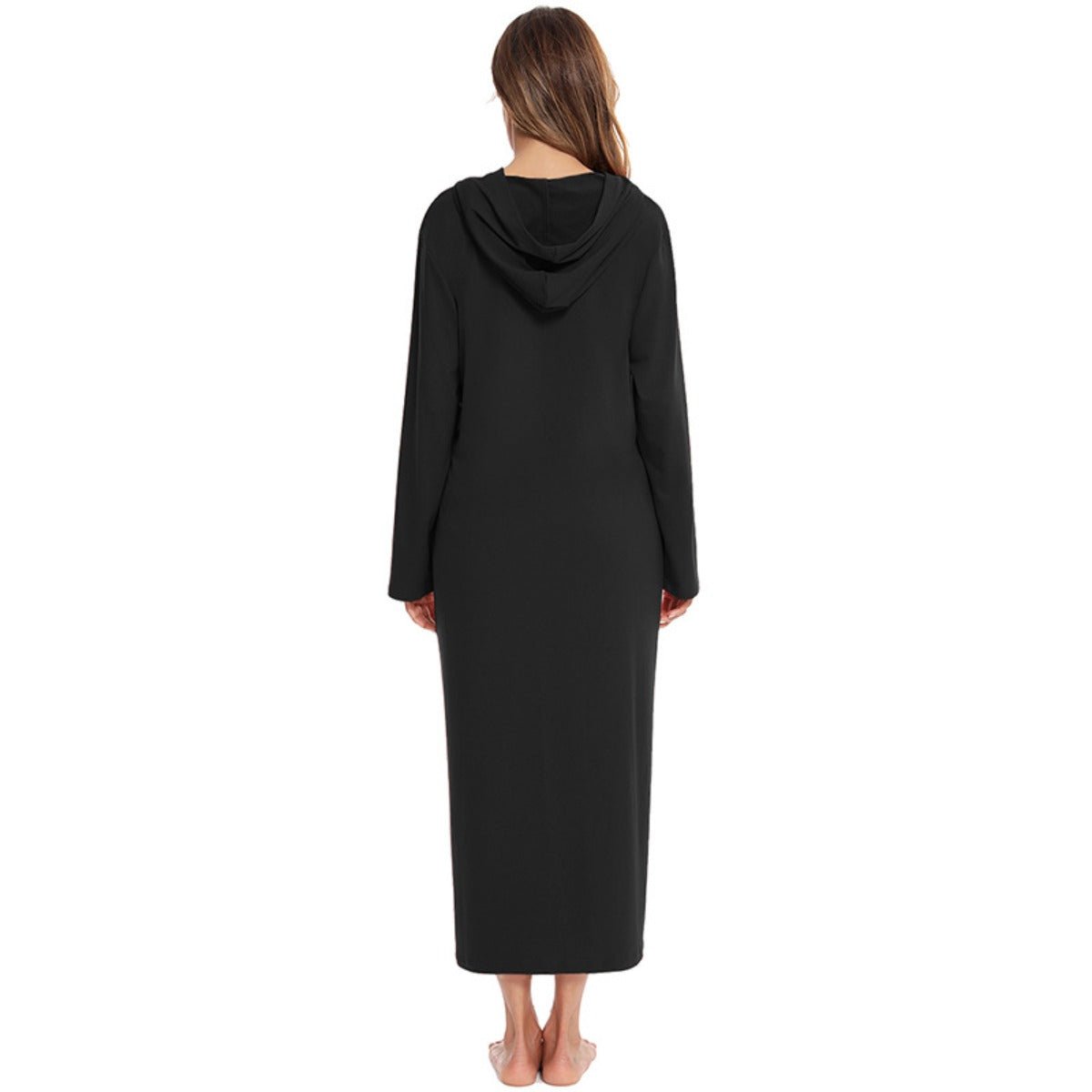 Cozy Longline Zip-Up Cardigan with Pockets | Home Wear Comfort(MS110)