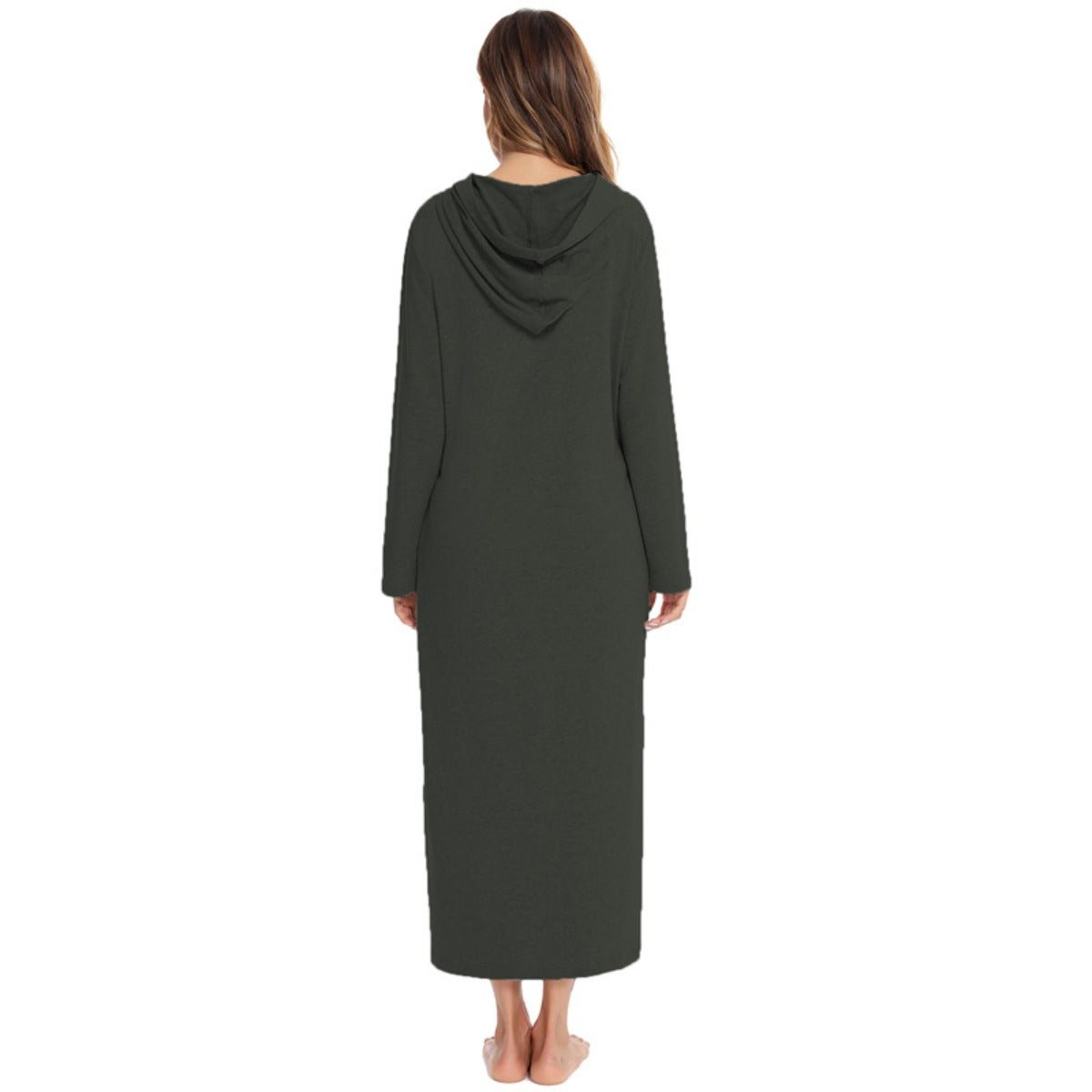 Cozy Longline Zip-Up Cardigan with Pockets | Home Wear Comfort(MS110)