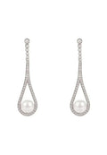 Latelita Cradled Pearl Drop Earrings Silver | Femstylo