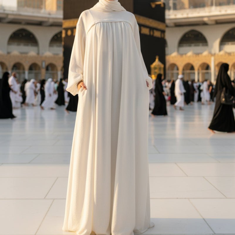 Crepe Abaya with Secure Pockets for Umrah (MA386)