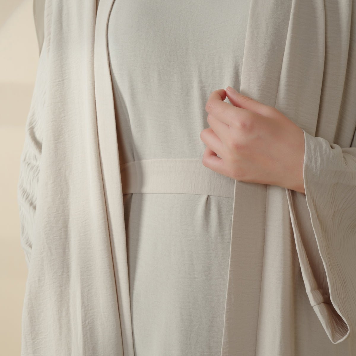 Crepe Pocket Open Abaya 3-Piece Set (MA002)
