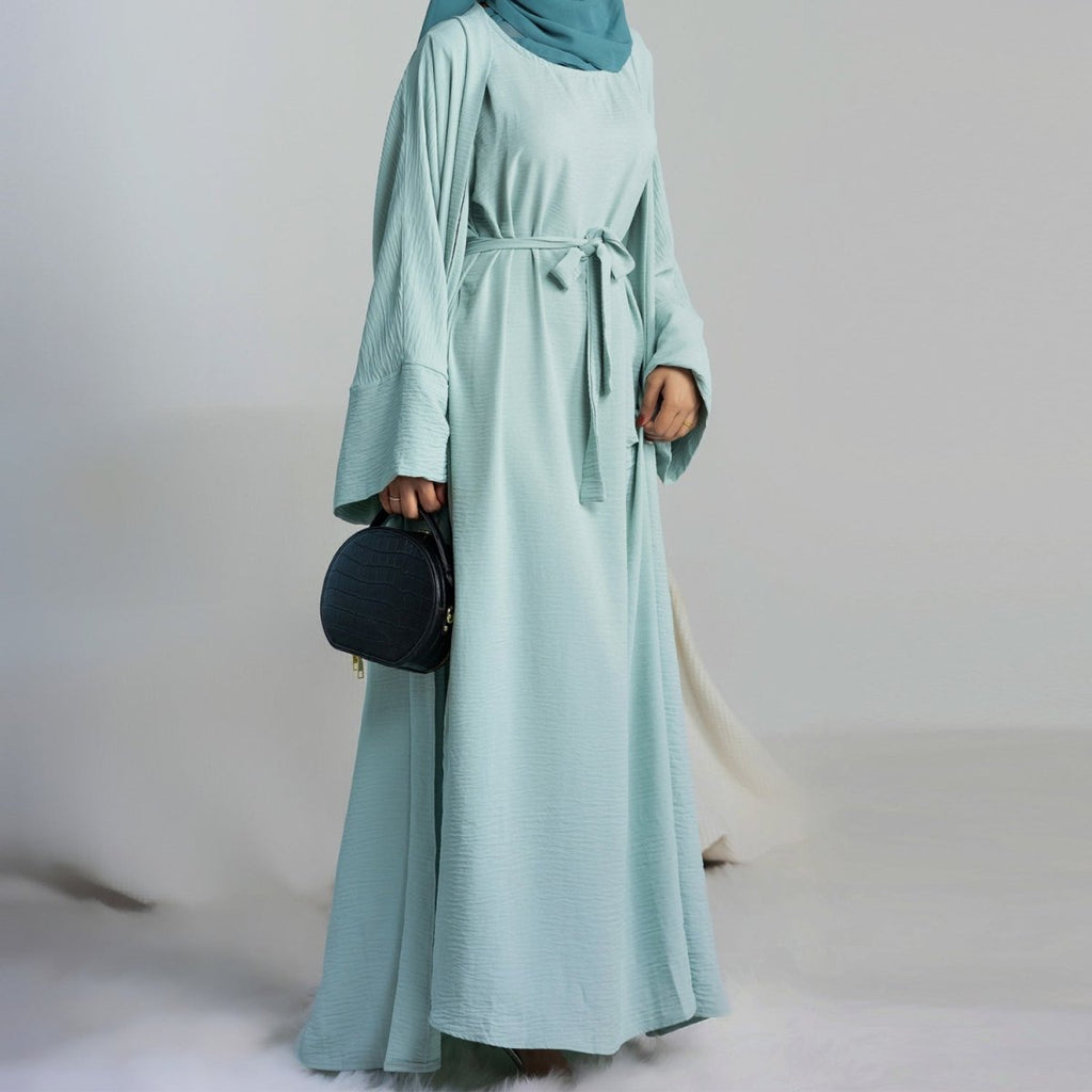 Crepe Pocket Open Abaya 3-Piece Set (MA002)