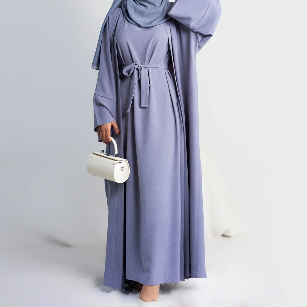 Crepe Pocket Open Abaya 3-Piece Set (MA002)