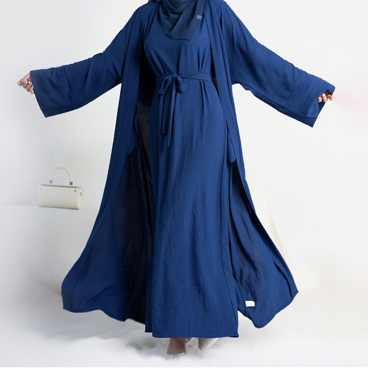 Crepe Pocket Open Abaya 3-Piece Set (MA002)