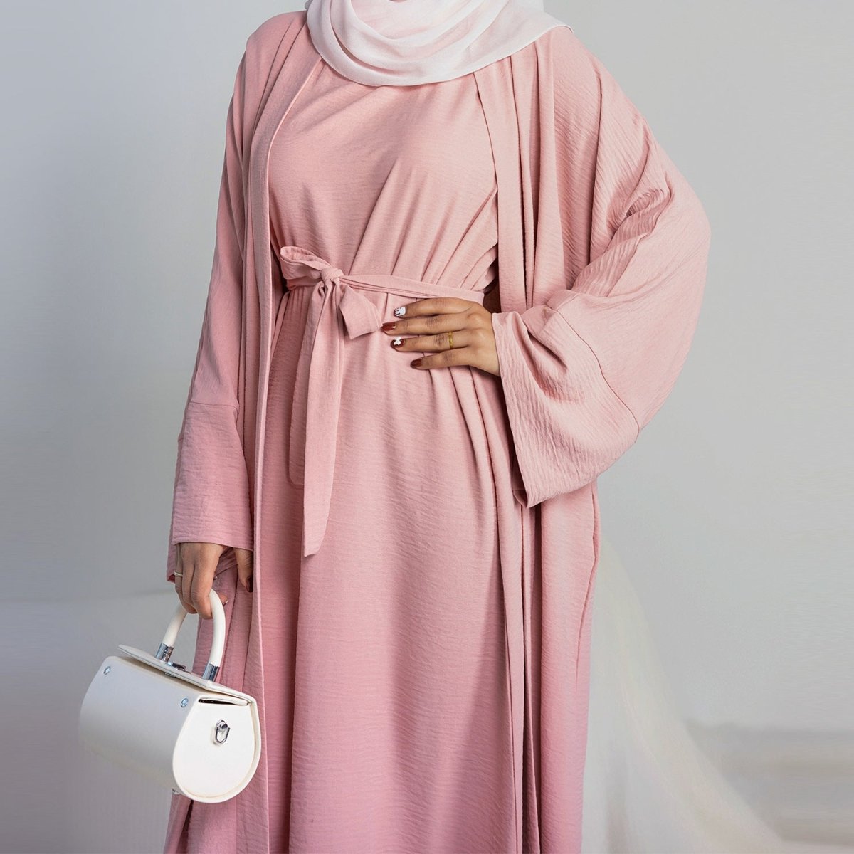 Crepe Pocket Open Abaya 3-Piece Set (MA002)