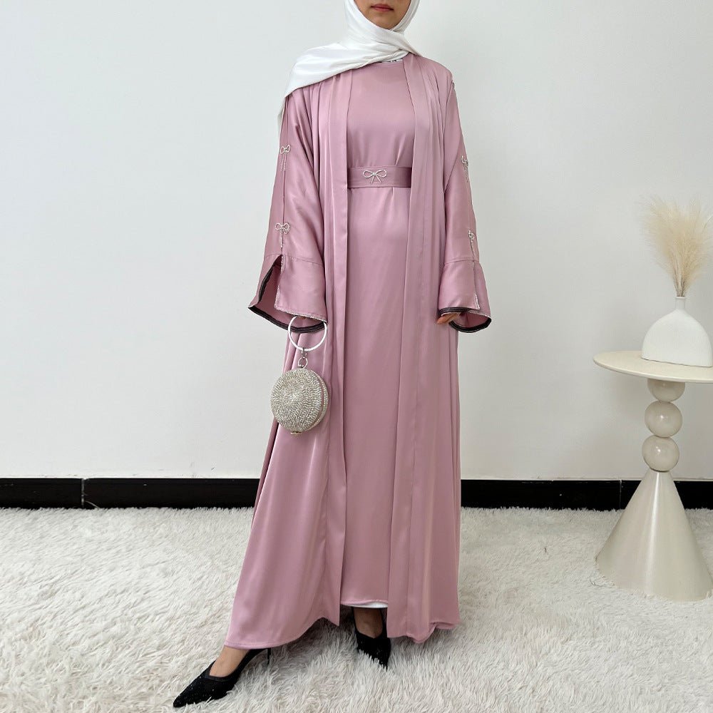 Crystal Bow Embellished Abaya 4-Piece Set(MOA253)