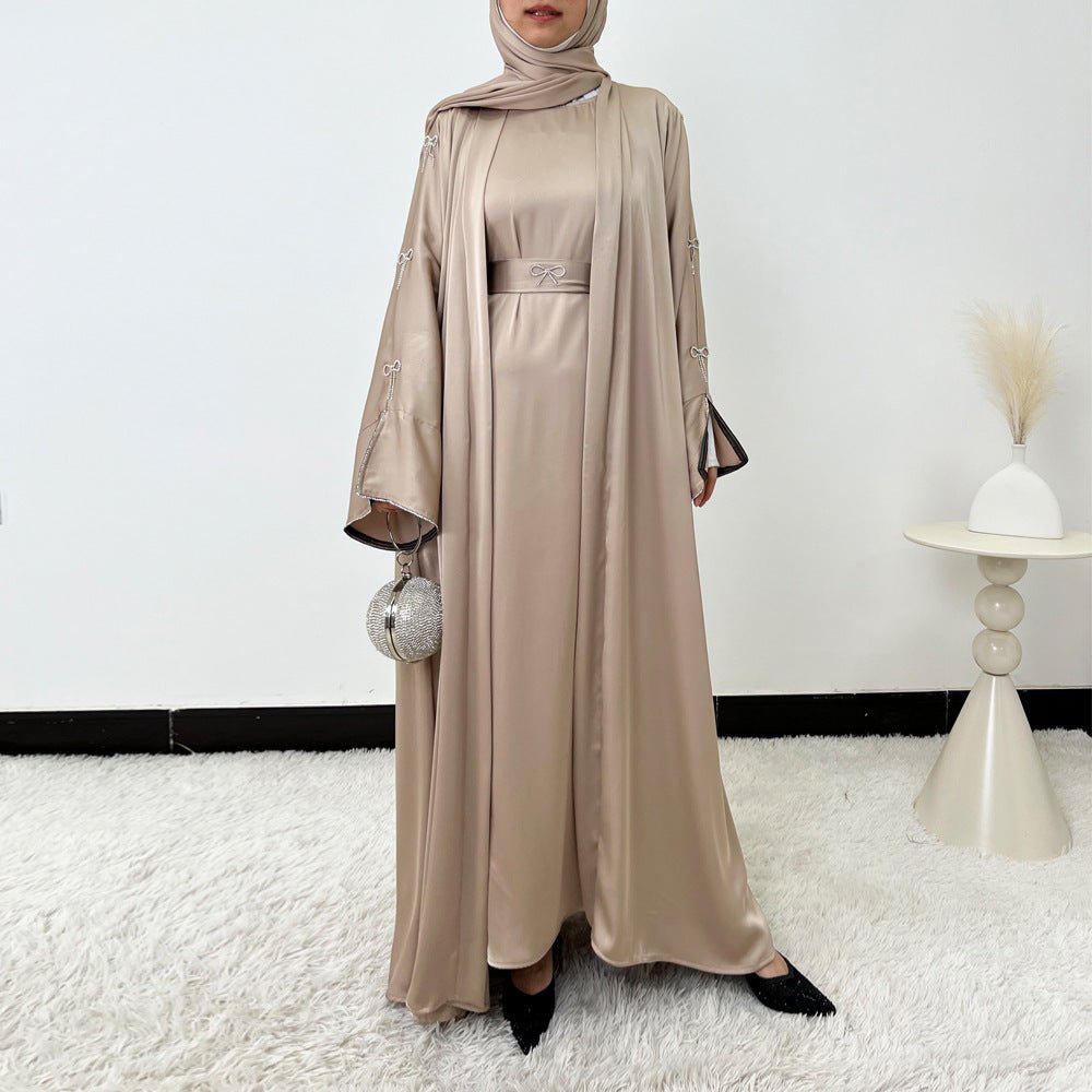 Crystal Bow Embellished Abaya 4-Piece Set(MOA253)