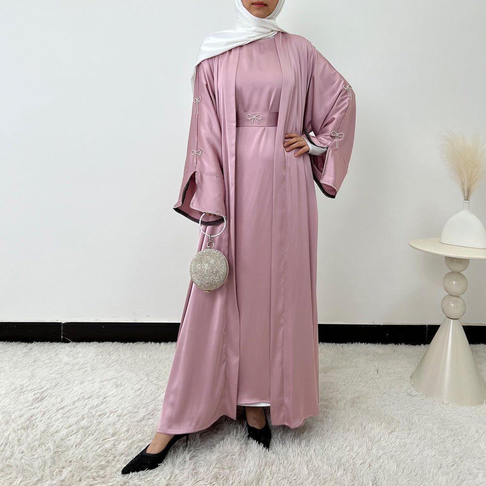 Crystal Bow Embellished Abaya 4-Piece Set(MOA253)