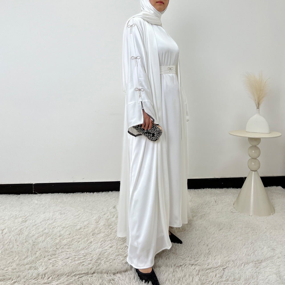 Crystal Bow Embellished Abaya 4-Piece Set(MOA253)