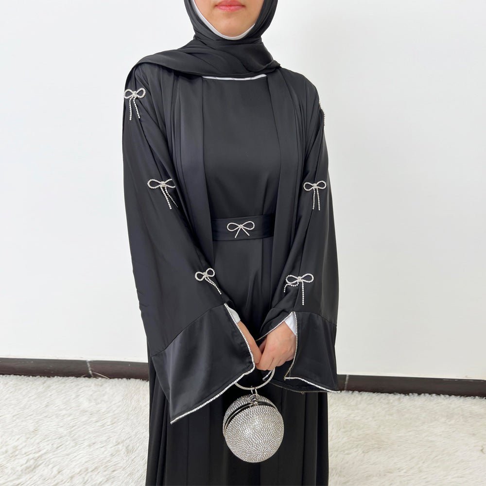 Crystal Bow Embellished Abaya 4-Piece Set(MOA253)