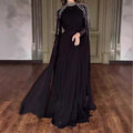 Crystal Cascade Cape Gown | Dramatic Embellished Evening Abay(MA345)