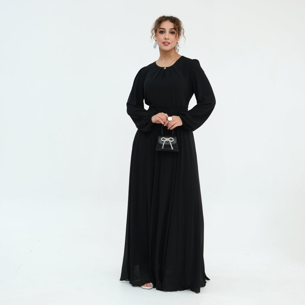 Crystal Embellished Cape Sleeve Chiffon Maxi Dress Set(MS461)
