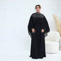 Crystal Embellished Cape Sleeve Chiffon Maxi Dress Set(MS461)