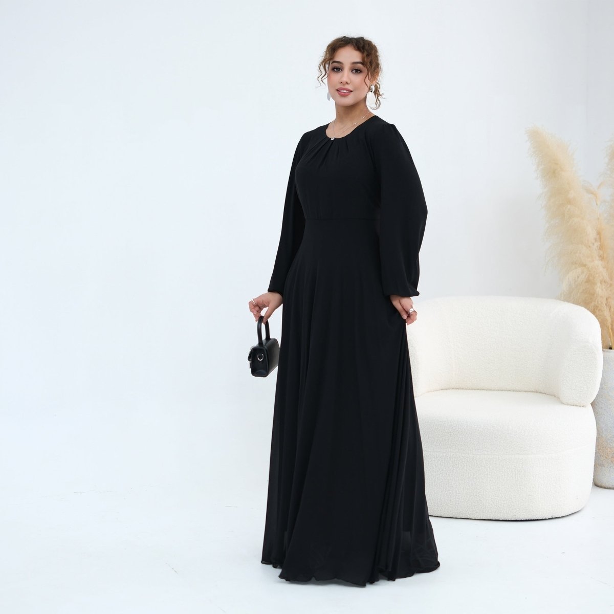 Crystal Embellished Cape Sleeve Chiffon Maxi Dress Set(MS461)