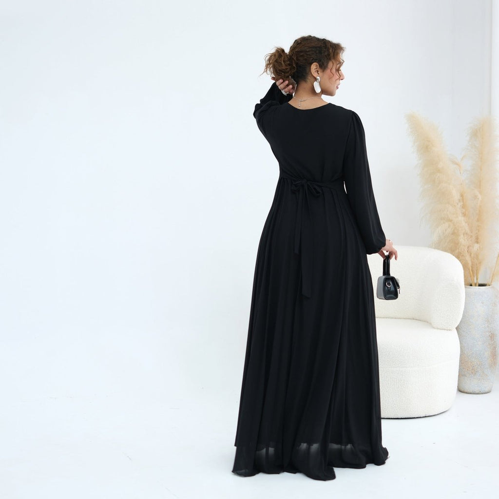 Crystal Embellished Cape Sleeve Chiffon Maxi Dress Set(MS461)