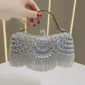 Crystal-Embellished Clutch Bag with Tassels – Versatile Evening Purse for Weddings & Galas (MAC276)