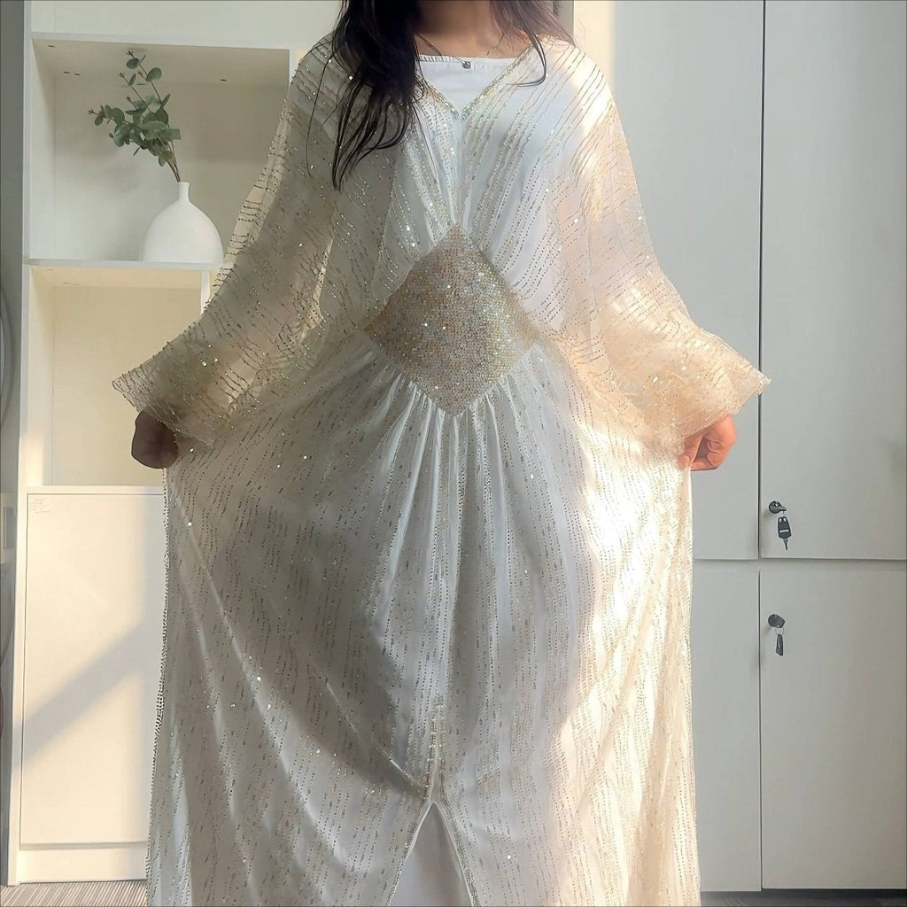 Crystal-Embellished Elegant Abaya with Defined Waist Silhouette (MA391)