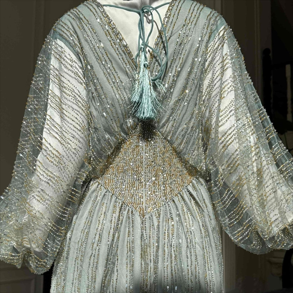 Crystal-Embellished Elegant Abaya with Defined Waist Silhouette (MA391)