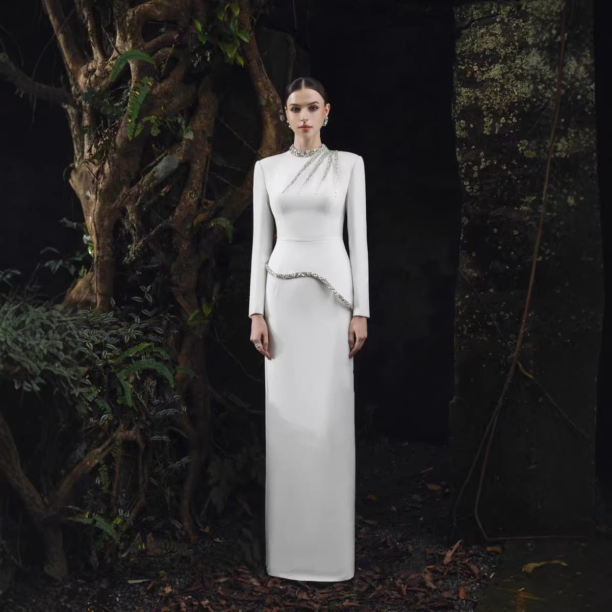 Crystal Embellished Evening Gown(MS313)