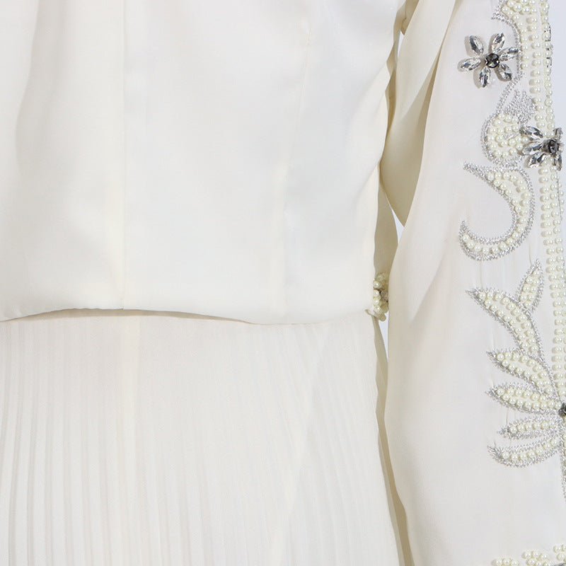 Crystal Embellished Jacket & Pleated Skirt Set(MS305)