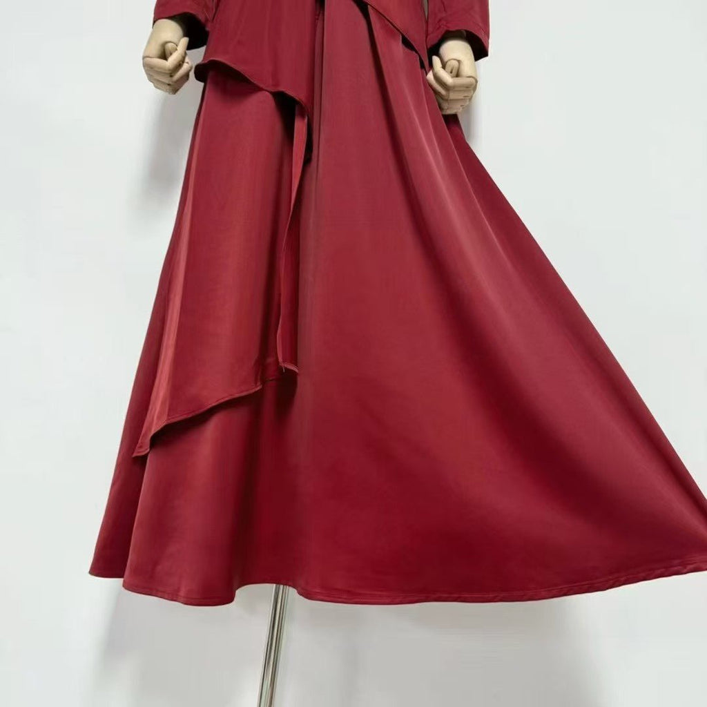 Crystal-Embellished Ruched Dress with Asymmetric Ruffle Skirt(MS346)