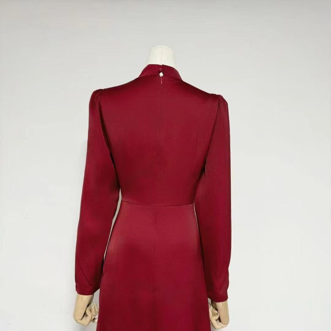 Crystal-Embellished Ruched Dress with Asymmetric Ruffle Skirt(MS346)
