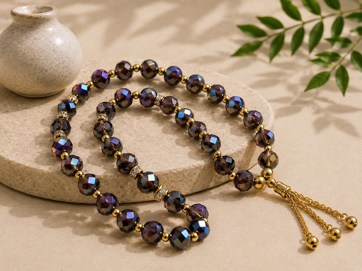 Crystal Glass Muslim Prayer Tasbeeh, 33pcs beads (MR039)