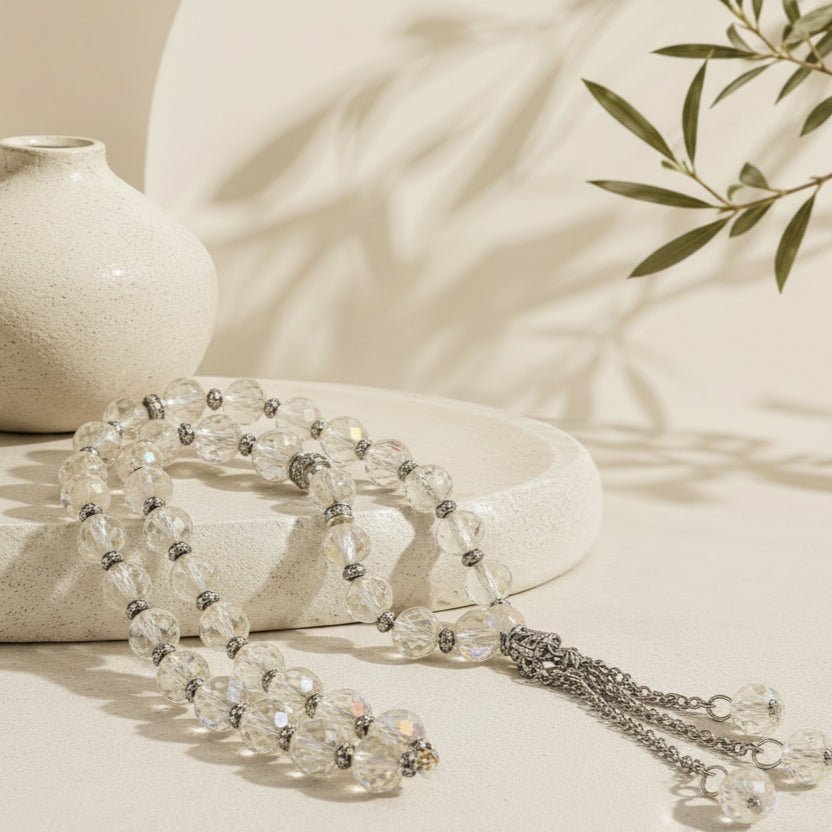 Crystal Glass Muslim Prayer Tasbeeh, 33pcs beads (MR039)