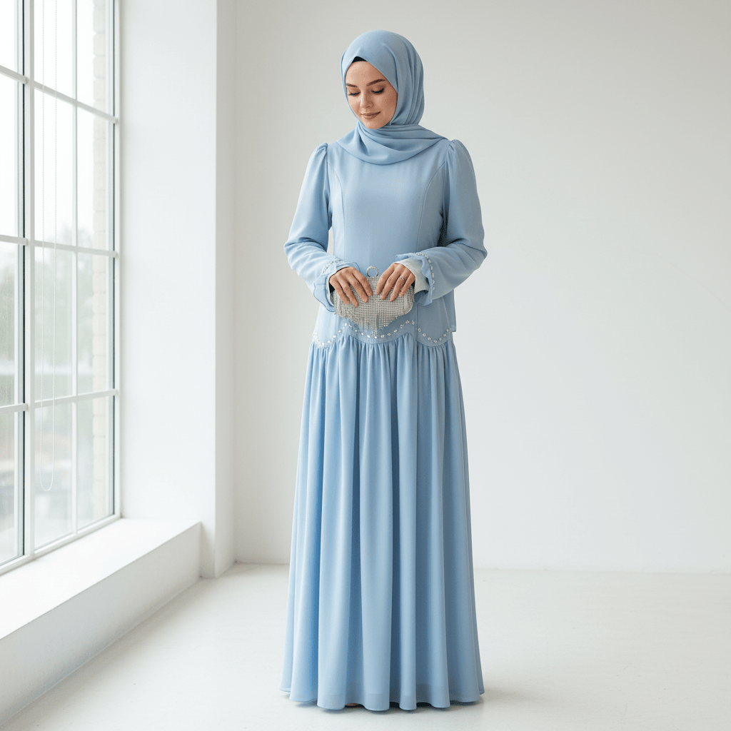 Crystal Waist Chain Dress with Ruffle Cuffs(MS306)