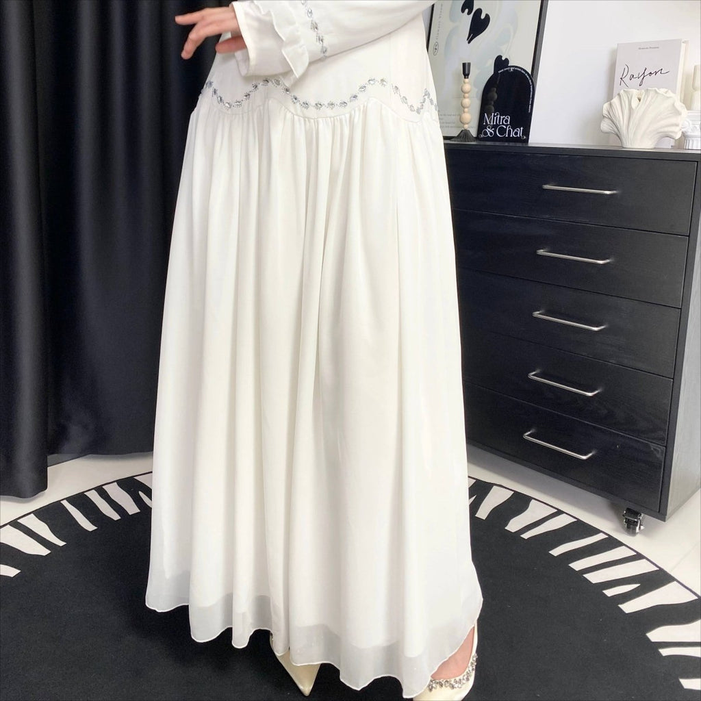 Crystal Waist Chain Dress with Ruffle Cuffs(MS306)
