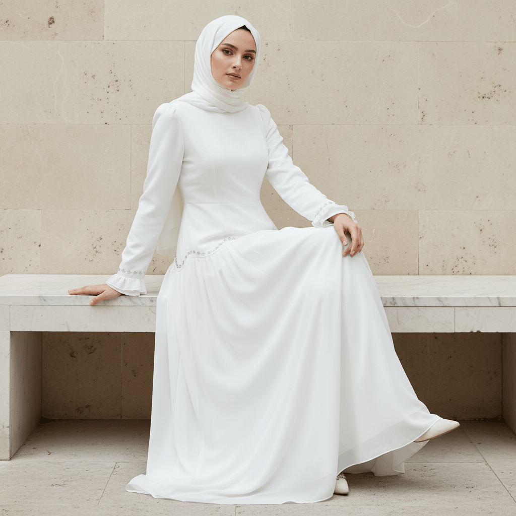 Crystal Waist Chain Dress with Ruffle Cuffs(MS306)