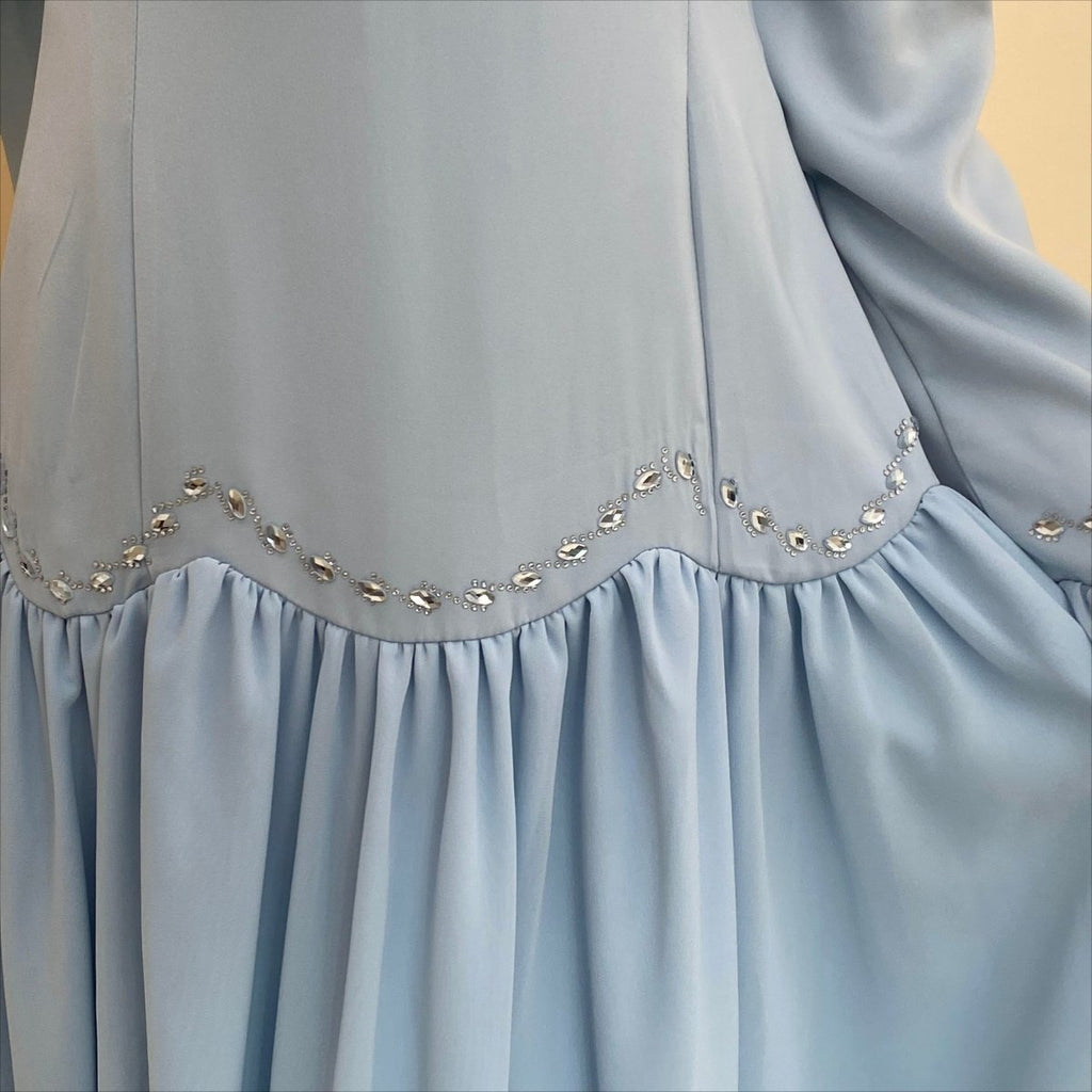 Crystal Waist Chain Dress with Ruffle Cuffs(MS306)