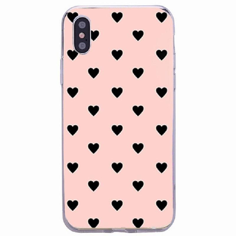 Cute Hearts Pattern Slim Thin Soft Shockproof Silicone Protective Case Case For Iphone 11 Case Cover Silicone Soft Cover For Iphone 5 5s Se 2020 6s 7 8 Plus Xs 11 Pro Max X Xr