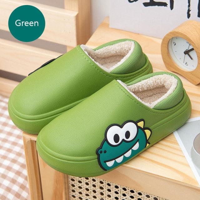 Cute Side Bear Waterproof Cotton Women Shoes Winter Warm Indoor Outdoor Wrapped Heel Slippers EVA Comfort Memory Foam Slippers Waterproof Non Skid Warm Washable Cotton Shoes Loafer Slippers